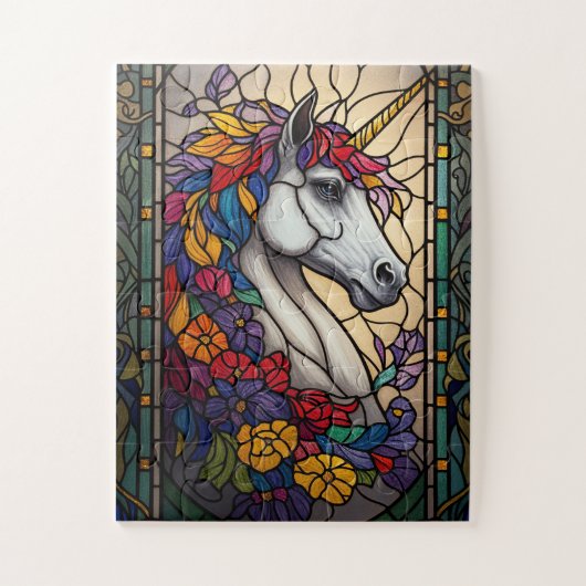 stained glass unicorn puzzle ジグソーパズル (縦)