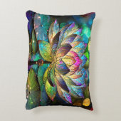 Stained Glass Vibrant Lotus Flower アクセントクッション (裏面(縦))