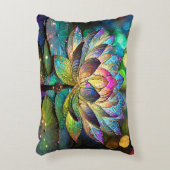 Stained Glass Vibrant Lotus Flower アクセントクッション (正面(垂直))