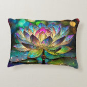 Stained Glass Vibrant Lotus Flower アクセントクッション (裏面)