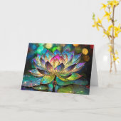 Stained Glass Vibrant Lotus Flower カード (黄色い花)