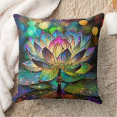 Stained Glass Vibrant Lotus Flower クッション (ブランケット)