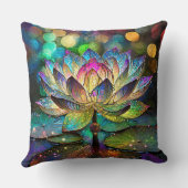 Stained Glass Vibrant Lotus Flower クッション (裏面)