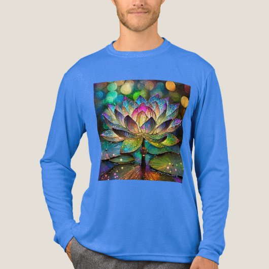 Stained Glass Vibrant Lotus Flower トライブレンドＴシャツ (正面)