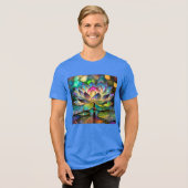Stained Glass Vibrant Lotus Flower トライブレンドＴシャツ (正面全面)