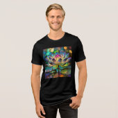 Stained Glass Vibrant Lotus Flower トライブレンドＴシャツ (正面全面)