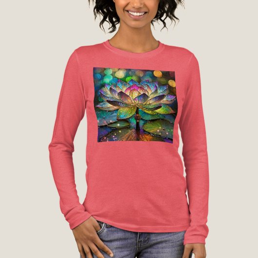Stained Glass Vibrant Lotus Flower トライブレンドＴシャツ (正面)