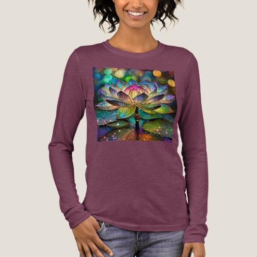 Stained Glass Vibrant Lotus Flower トライブレンドＴシャツ (正面)