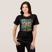 Stained Glass Vibrant Lotus Flower トライブレンドTシャツ (正面全面)