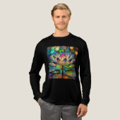Stained Glass Vibrant Lotus Flower トライブレンドTシャツ (正面全体)