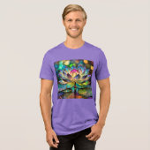 Stained Glass Vibrant Lotus Flower トライブレンドTシャツ (正面全面)
