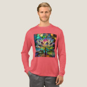 Stained Glass Vibrant Lotus Flower トライブレンドＴシャツ (正面全体)