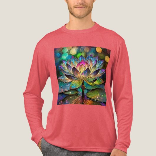 Stained Glass Vibrant Lotus Flower トライブレンドＴシャツ (正面)