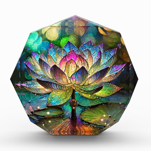 Stained Glass Vibrant Lotus Flower フォトブロック (正面)