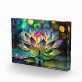 Stained Glass Vibrant Lotus Flower フォトブロック (右)