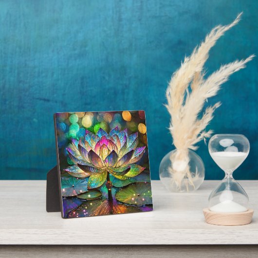 Stained Glass Vibrant Lotus Flower フォトプラーク (インサイチュ)