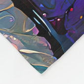 Stained Glass Vibrant Lotus Flower フリースブランケット (角)