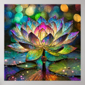Stained Glass Vibrant Lotus Flower ポスター (正面)