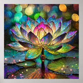 Stained Glass Vibrant Lotus Flower ポスター