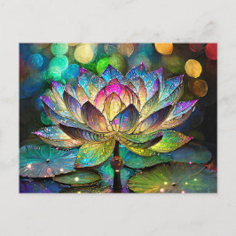 Stained Glass Vibrant Lotus Flower ポストカード