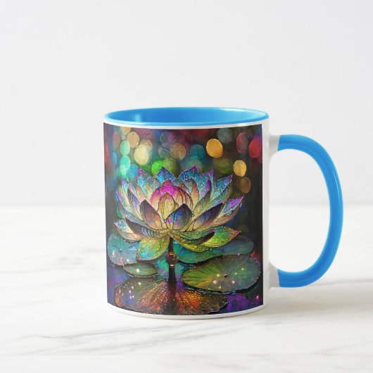 Stained Glass Vibrant Lotus Flower マグカップ (右)