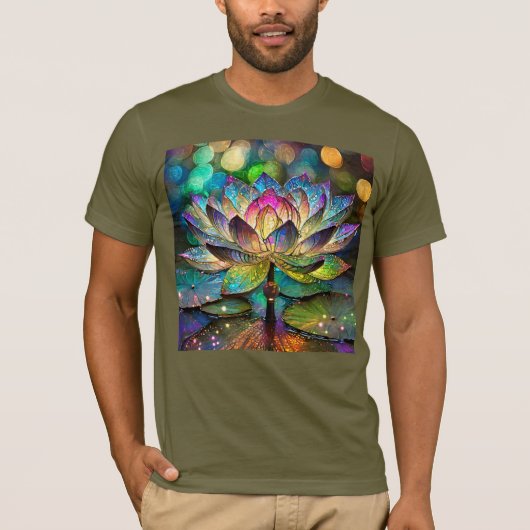 Stained Glass Vibrant Lotus Flower Tシャツ (正面)