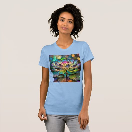 Stained Glass Vibrant Lotus Flower Tシャツ (正面フル)