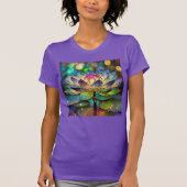 Stained Glass Vibrant Lotus Flower Tシャツ (正面)