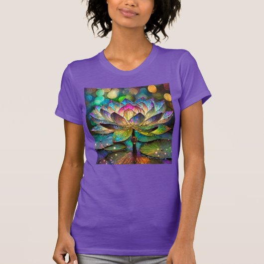 Stained Glass Vibrant Lotus Flower Tシャツ (正面)