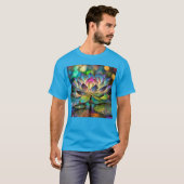 Stained Glass Vibrant Lotus Flower Tシャツ (正面フル)