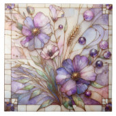 Stained glass violet flower タイル (正面)