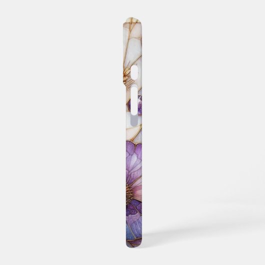 Stained glass violet flower iPhone 16ケース (左側面)