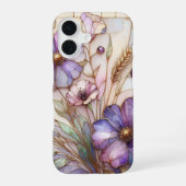 Stained glass violet flower iPhone 16ケース (裏面)