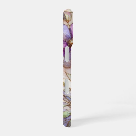 Stained glass violet flower iPhone 16ケース (右側面)