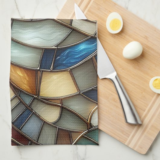 Stained Glass Waves キッチンタオル (四つ折り)