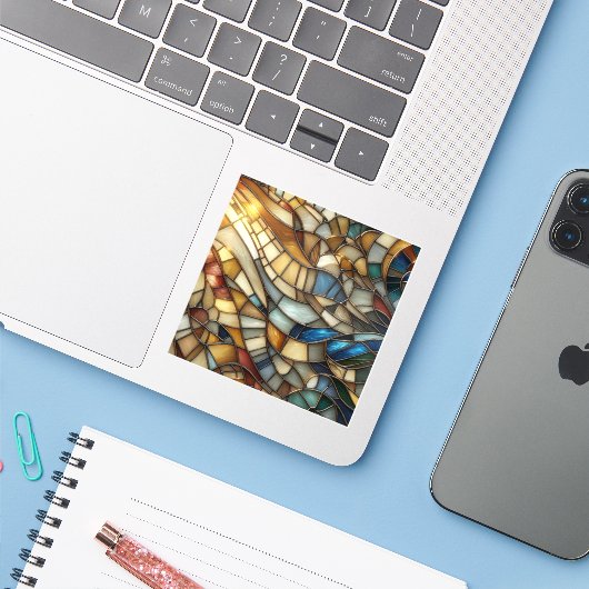 Stained Glass Waves シール (ノートパソコンとiPhone)
