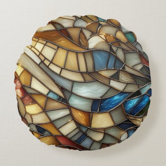 Stained Glass Waves ラウンドクッション (正面)