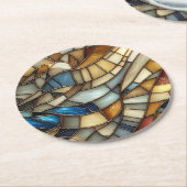 Stained Glass Waves ラウンドペーパーコースター (アングル)