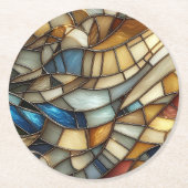 Stained Glass Waves ラウンドペーパーコースター (正面)