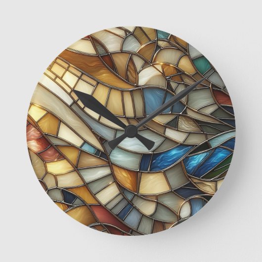 Stained Glass Waves ラウンド壁時計 (正面)