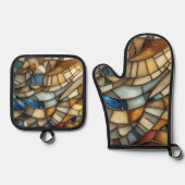 Stained Glass Waves 鍋つかみ&鍋敷きセット (正面)