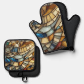 Stained Glass Waves 鍋つかみ&鍋敷きセット (正面/裏面)