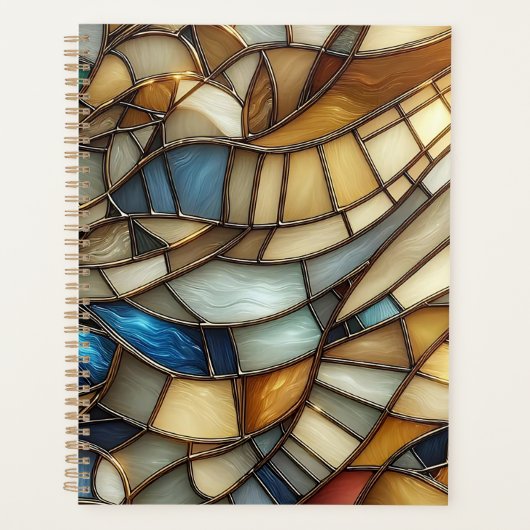Stained Glass Waves Spiral Notebook プランナー手帳 (正面)