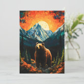 Stained Glass Wildlife Mountain Sunset Bear シーズンカード (スタンド正面)