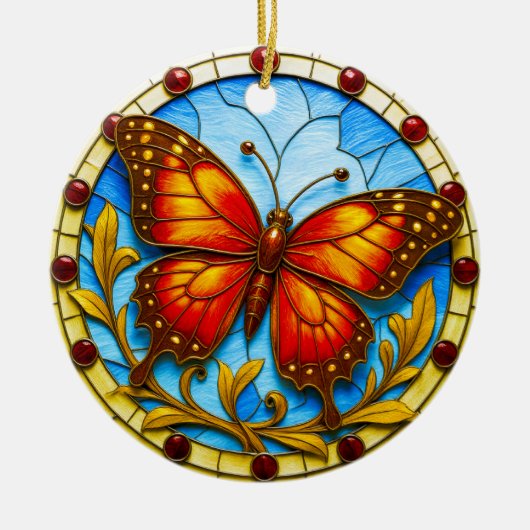 Stained glass window butterfly セラミックオーナメント (正面)