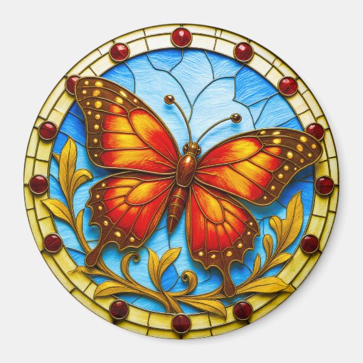 Stained glass window butterfly マグネット (正面)