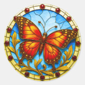 Stained glass window butterfly ラウンドシール (正面)