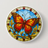 Stained glass window butterfly 缶バッジ (正面)