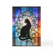 Stained Glass Window W/Cat
