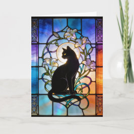 Stained Glass Window W/Cat カード